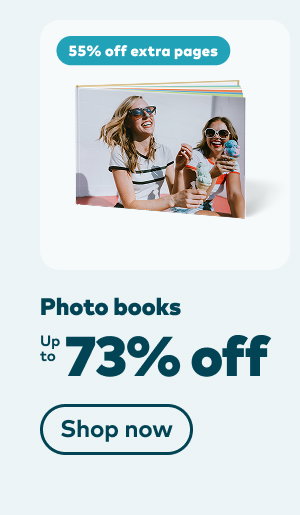 Up to 73% off photo books. 55% off extra pages. Shop now.