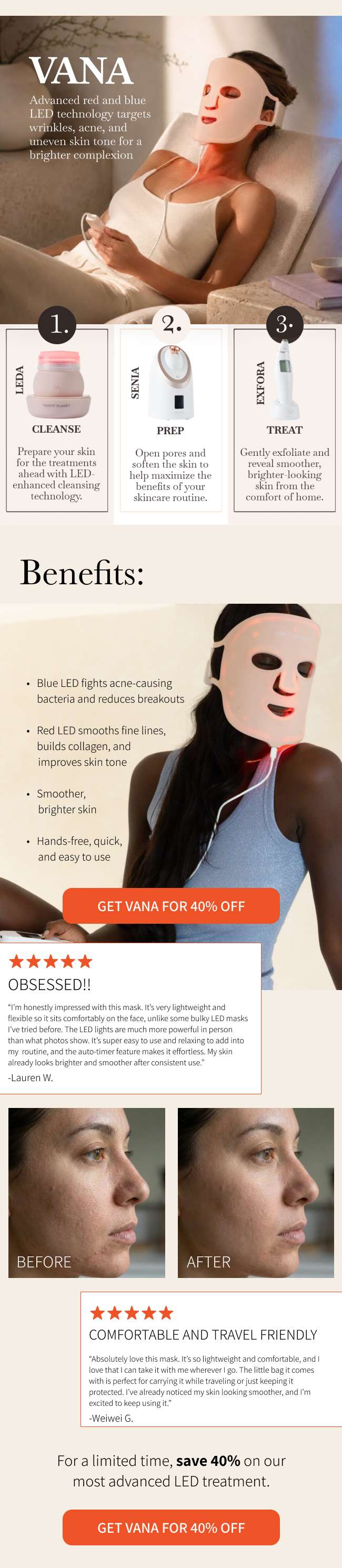 Shop VANA LED Face Mask 40% Off