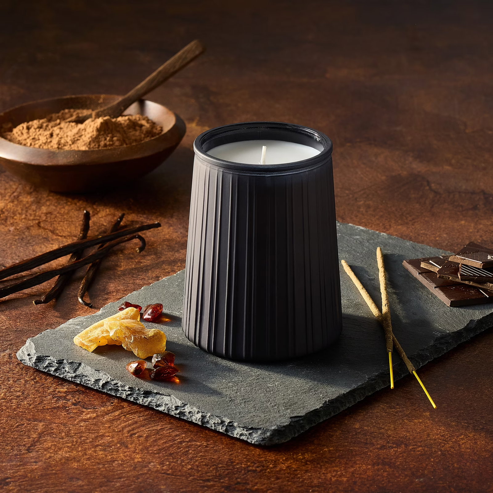 Leathered Amber Candle
