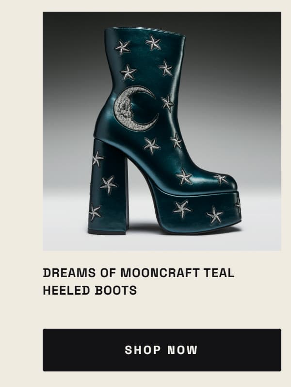 Dreams of Mooncraft Teal Heeled Boots
