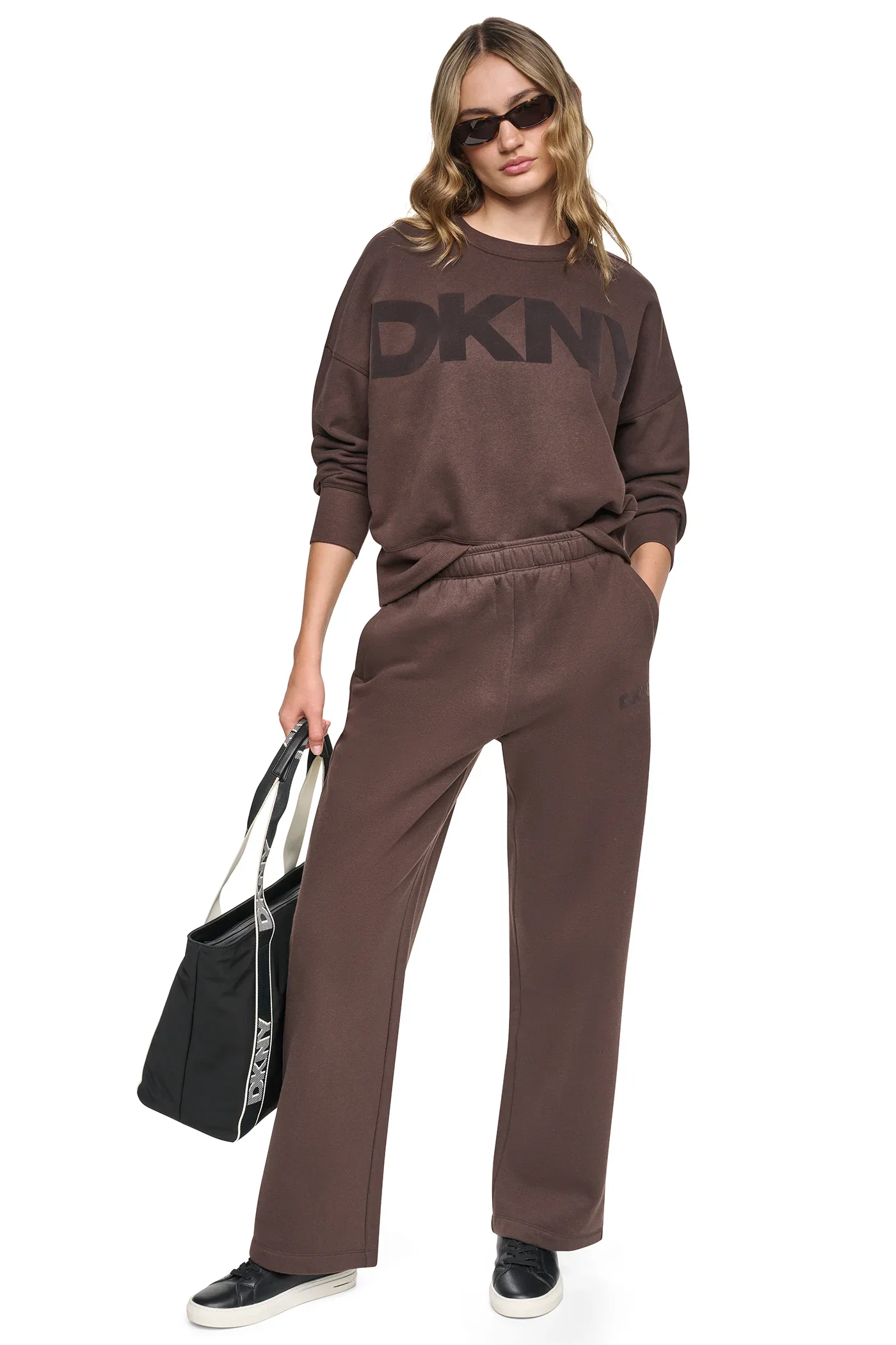 Image of HIGH RISE FLOCKED LOGO RELAXED PANT