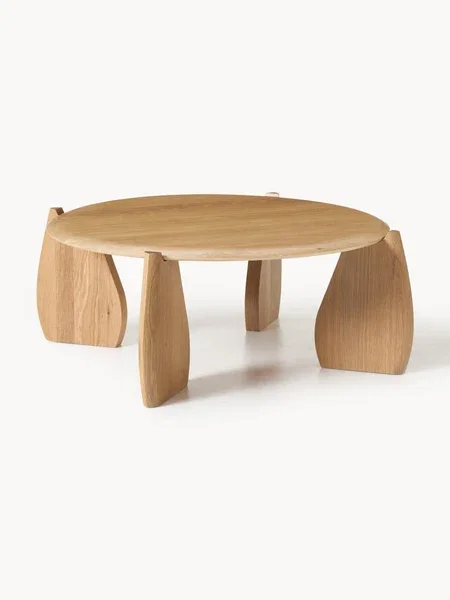 Mesa de centro redonda XL de madera de roble Hilda