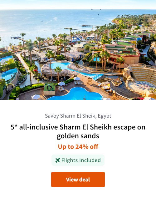 5* all-inclusive Sharm El Sheikh escape on golden sands