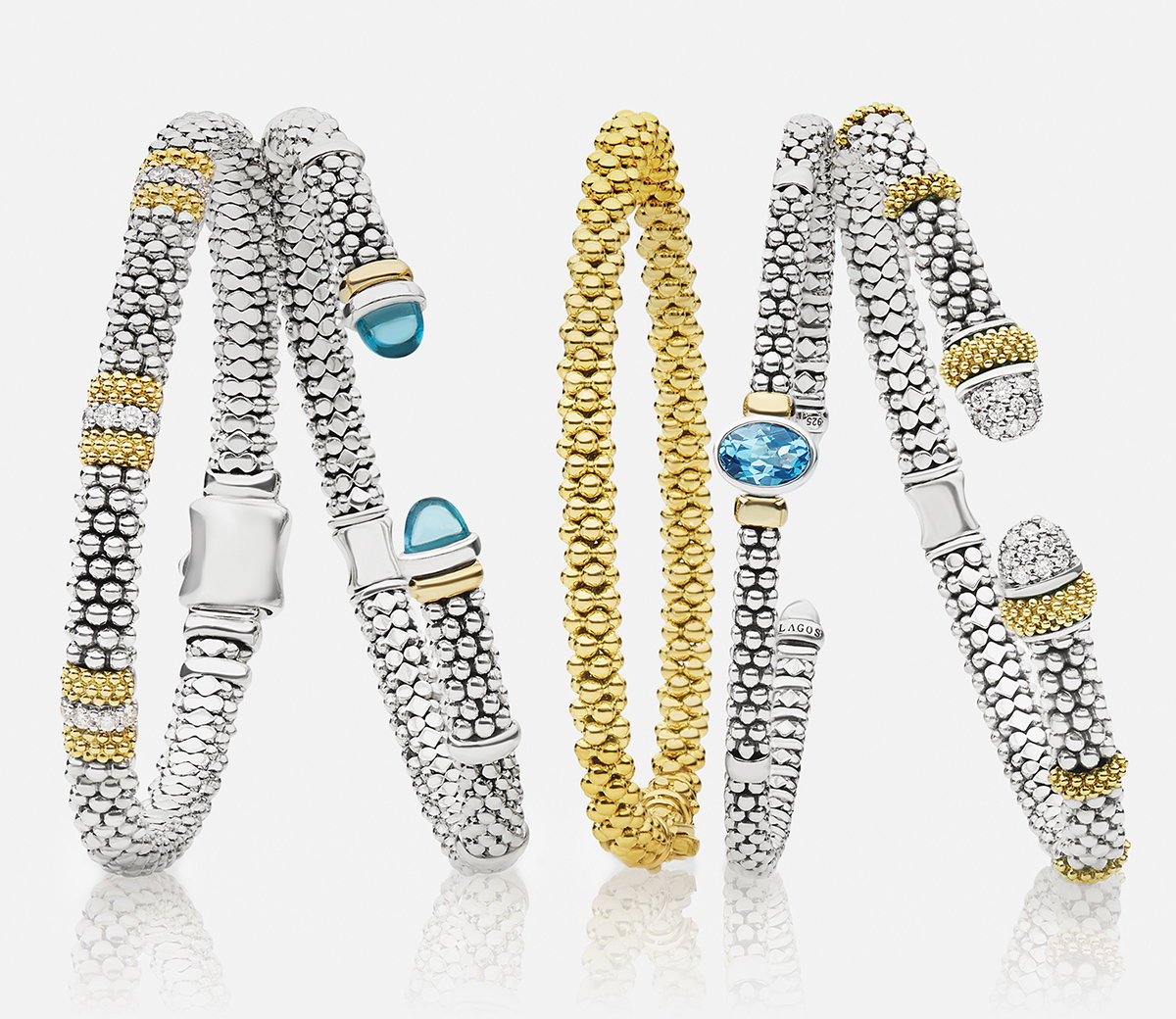 A stack of LAGOS bracelets