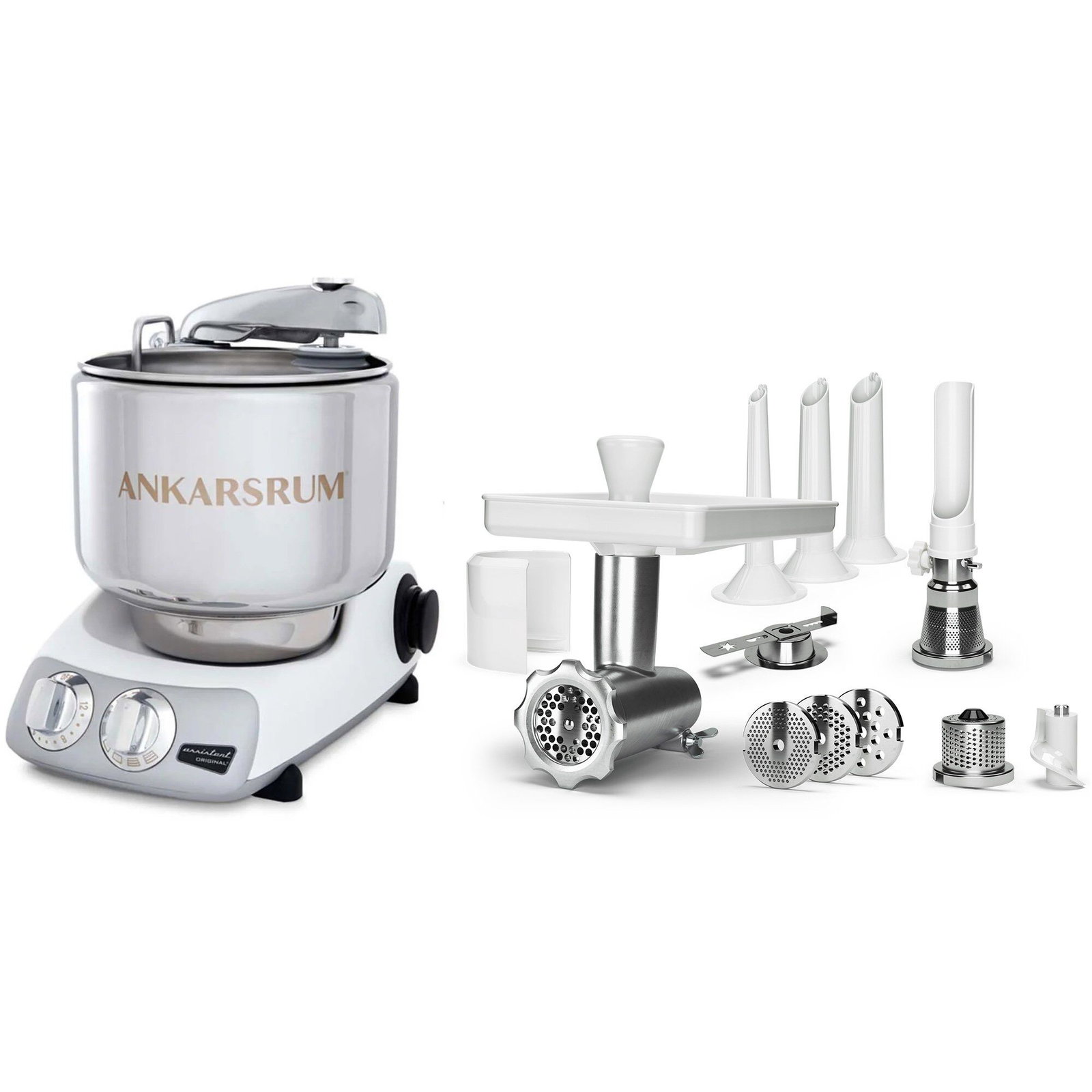 Ankarsrum AKM 6230 köksmaskin Mineral White + komplett Köttkvarn