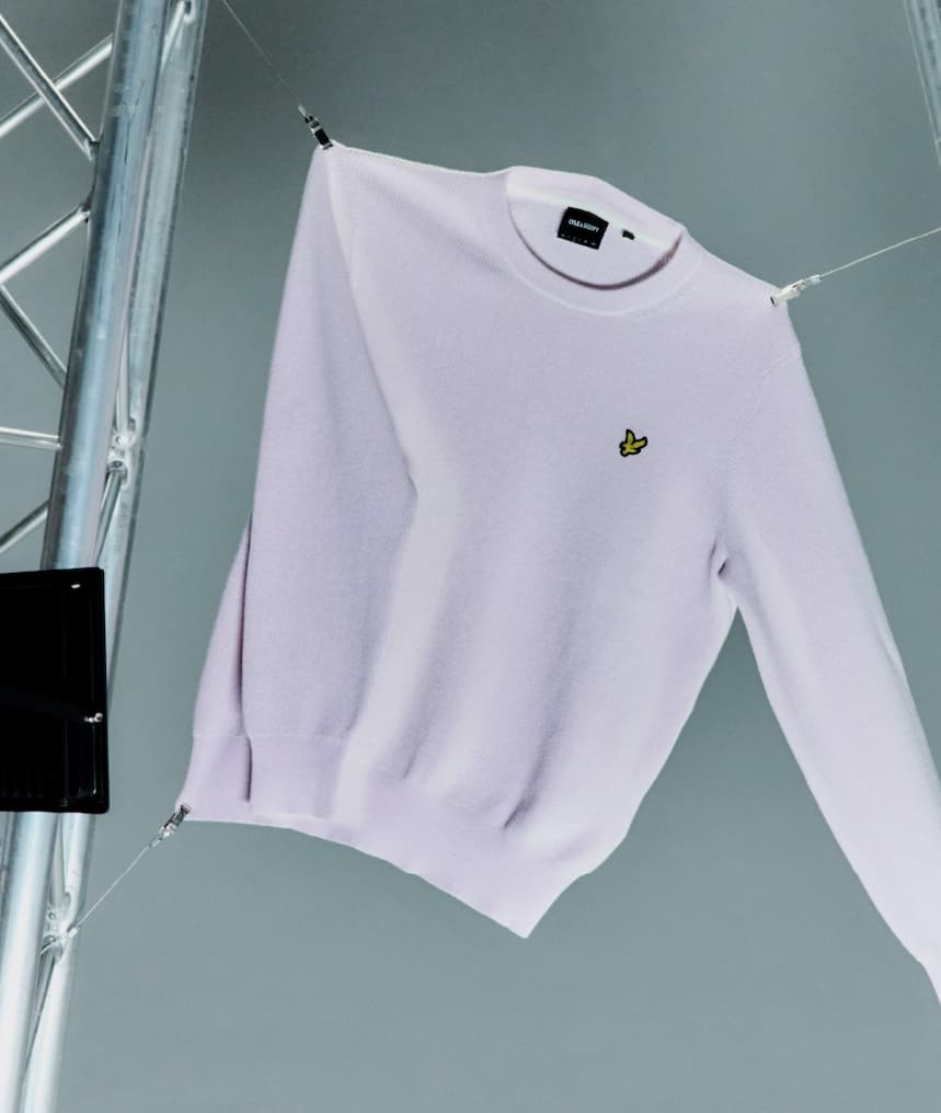 UV Reactive Relaxed Crew Neck Jumper in White / Washed Purple