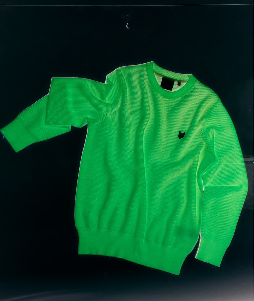 Glow Reactive Relaxed Crew Neck Jumper in Glow in the Dark / Stone Beige