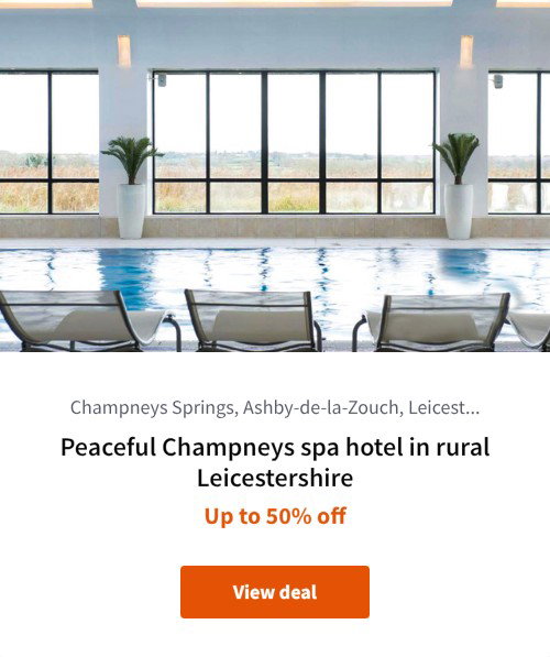Peaceful Champneys spa hotel in rural Leicestershire