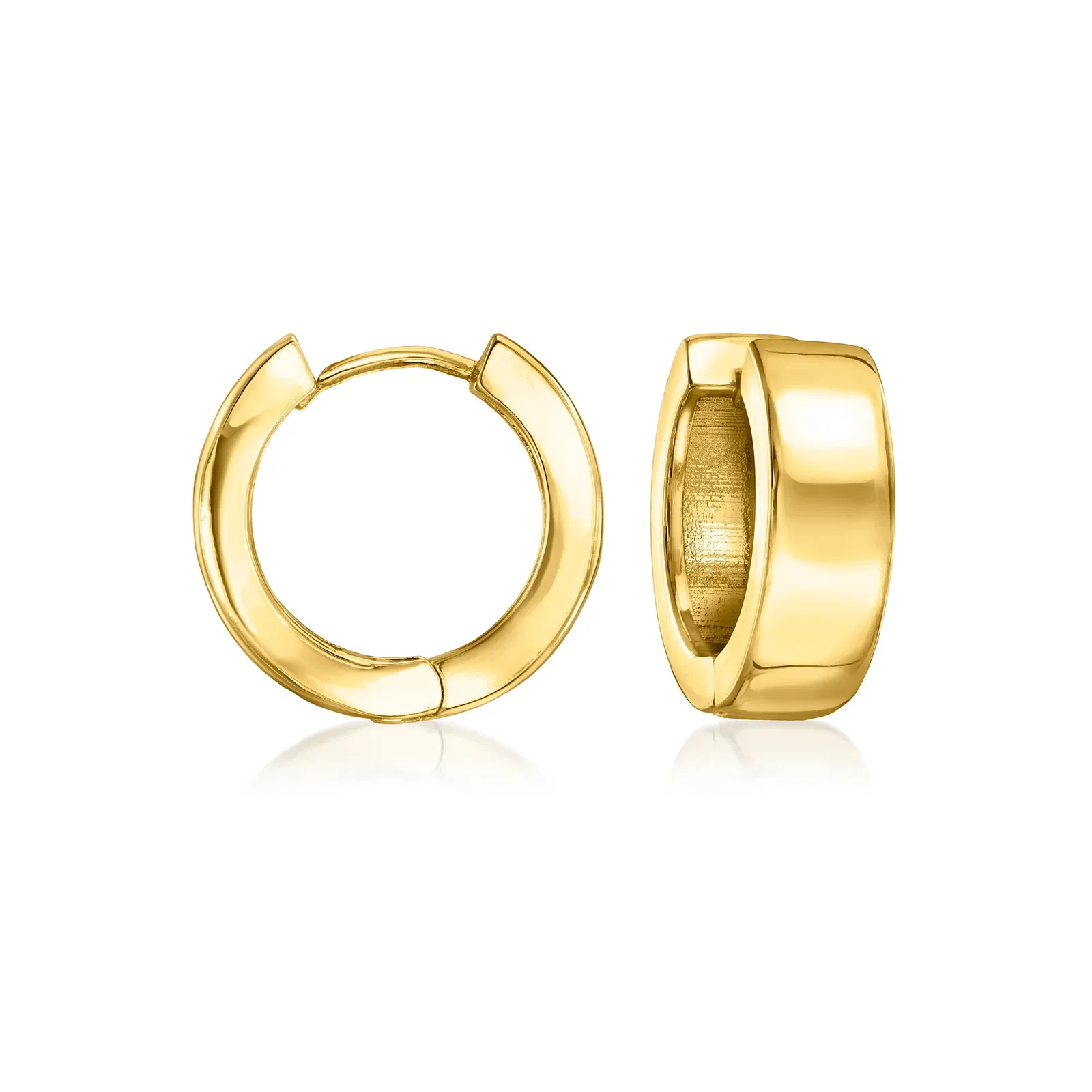 Image of 14kt Yellow Gold-Plated Huggie Hoop Earrings. 3/4"