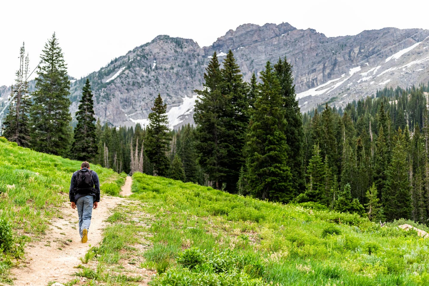 Stock image, hiker below Devils Castle