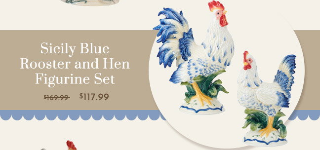 Sicily Blue Rooster and Hen $117.99