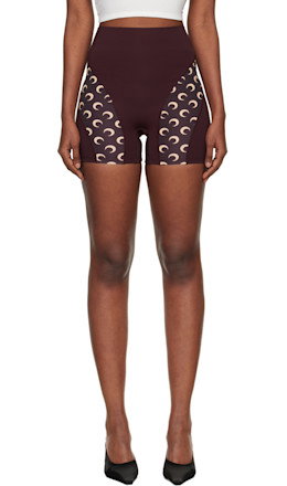 Burgundy Athleisure Moon Insert Mini Shorts - Marine Serre