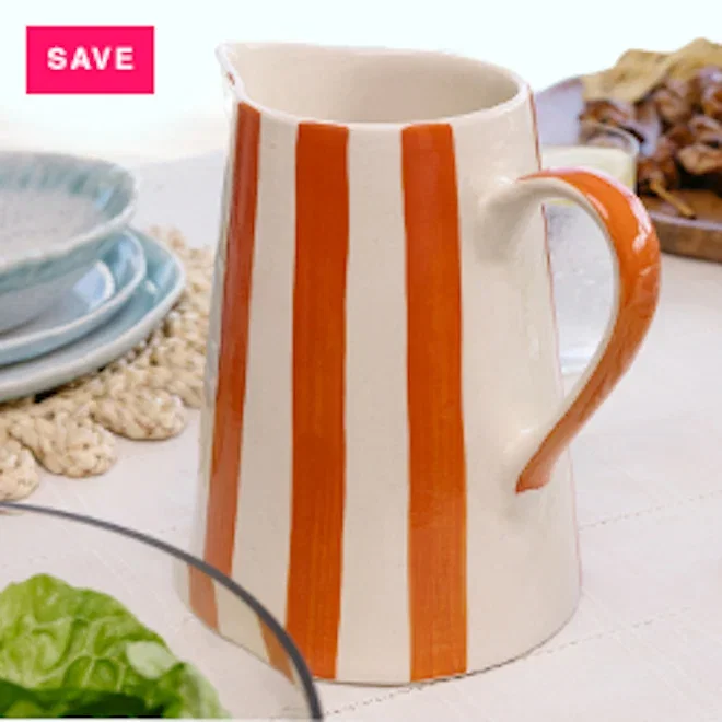 Humble & Mash Orange Striped Ceramic Jug, 1.5L