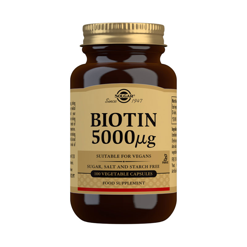 Image of Solgar Biotin 5000 µg Vegetable Capsules - Pack of 100