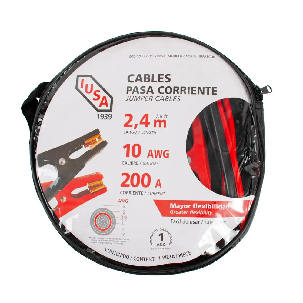 Cable pasa corriente 2.4 metros, iusa, 200 A