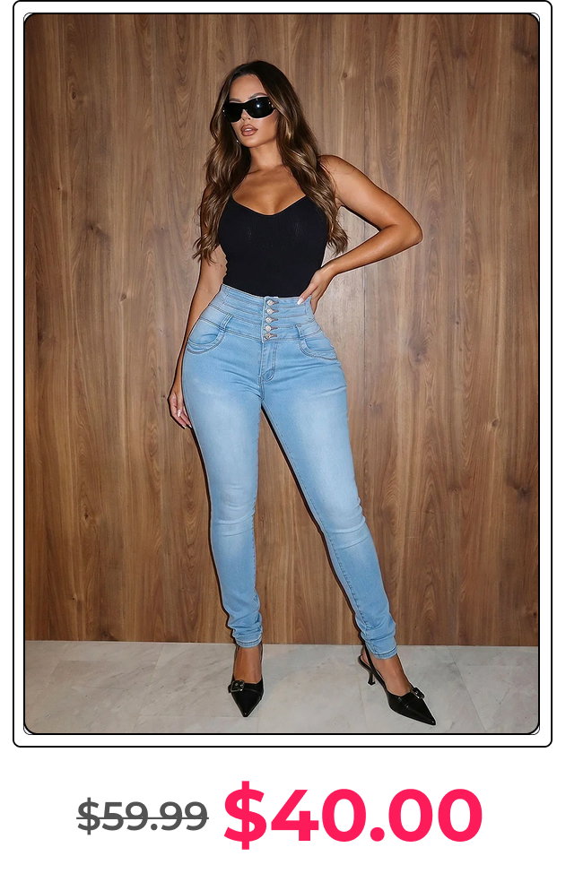 MX JEANS Butt Lift Thick Waist Light Skinny Jeans
