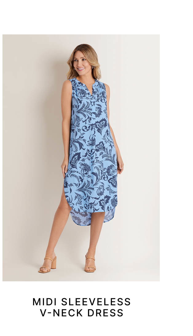 Midi Sleeveless V-Neck Dress