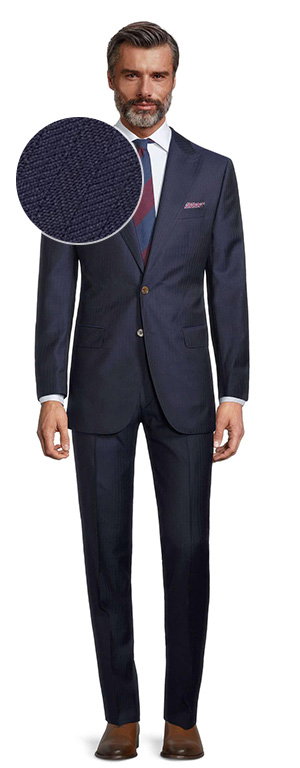 Navy Blue Herringbone Suit