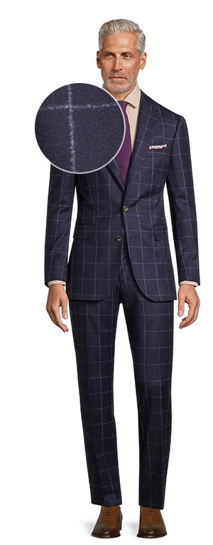 Dark Navy Windowpane Flannel Suit