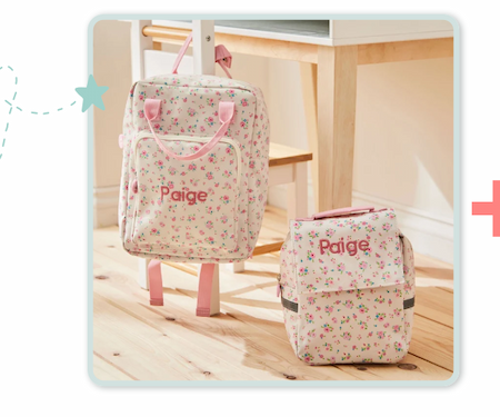 Personalised Ditsy Floral Backpack & Lunch Bag Set