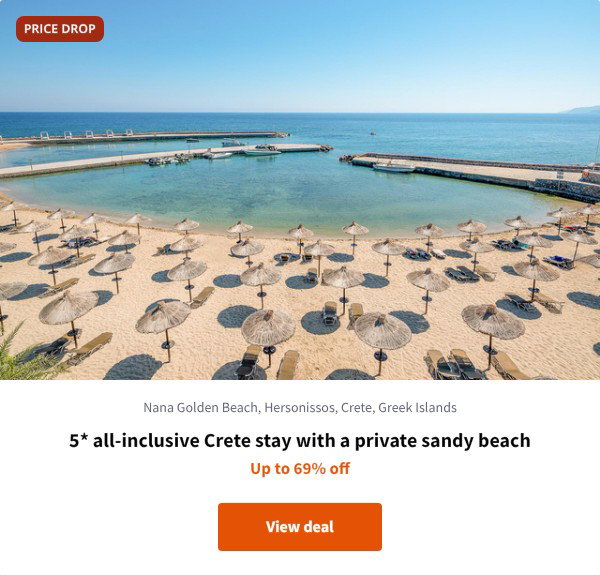 5* all-inclusive Crete stay with a private sandy beach