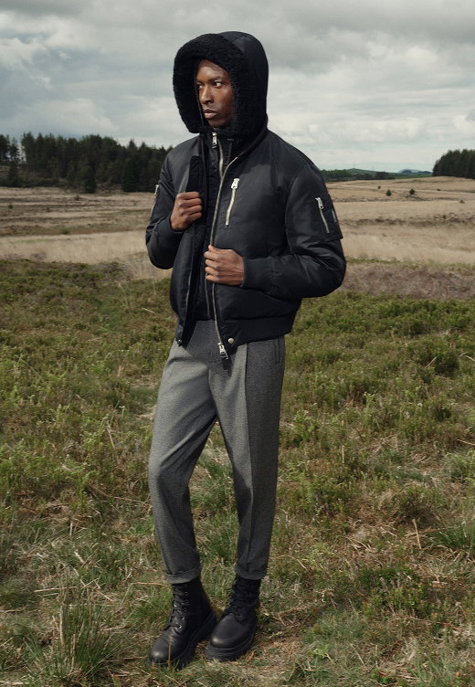 AUGUST bomber jacket with shearling-trimmed hood