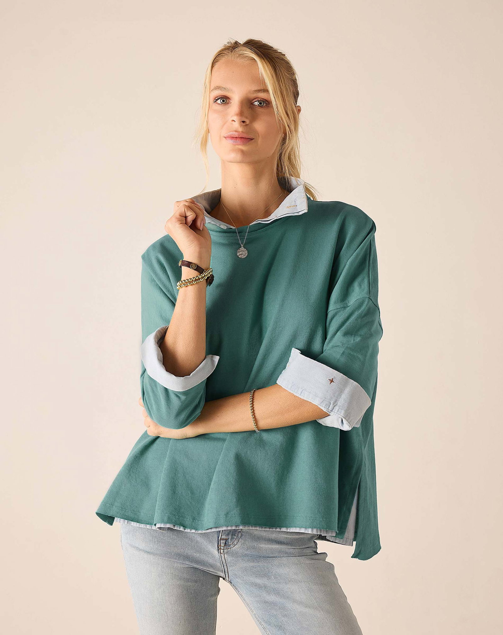 Catalina Slub Tee - Blue Aqua