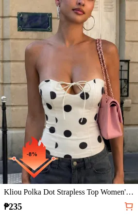 Kliou Polka Dot Strapless Top...