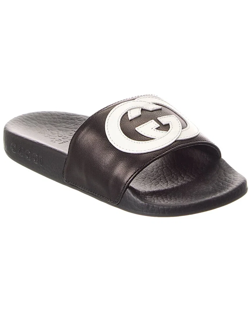 Image of Gucci Interlocking G Leather Slide