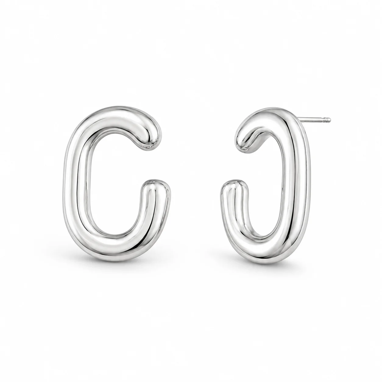 Image of C Link Hoop Earrings