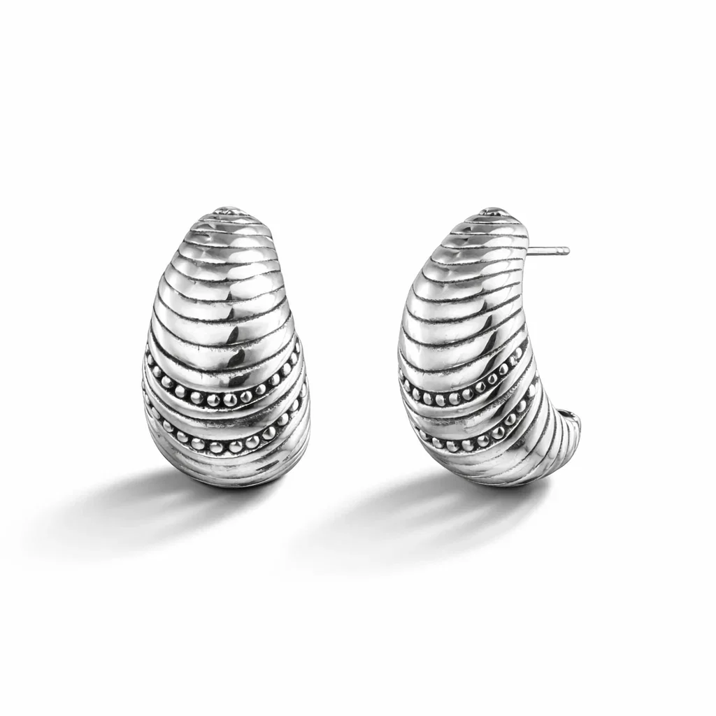 Image of Textured Teardrop Stud Earrings