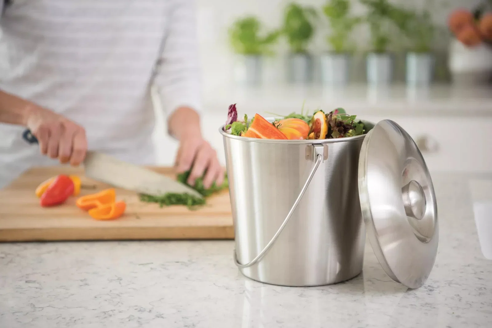 Image of Brushed Stainless Steel Compost Pail
