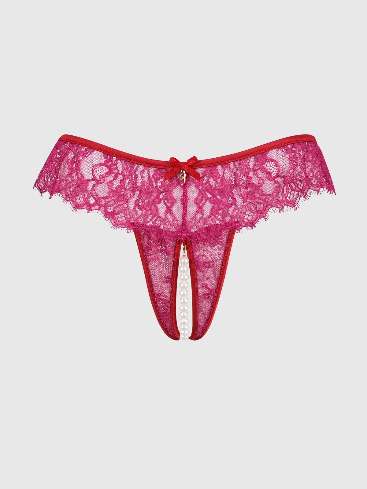 Image of Rosalind Lace & Pearl Crotchless Thong