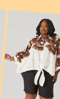 Tie Front Floral Cotton Shirt