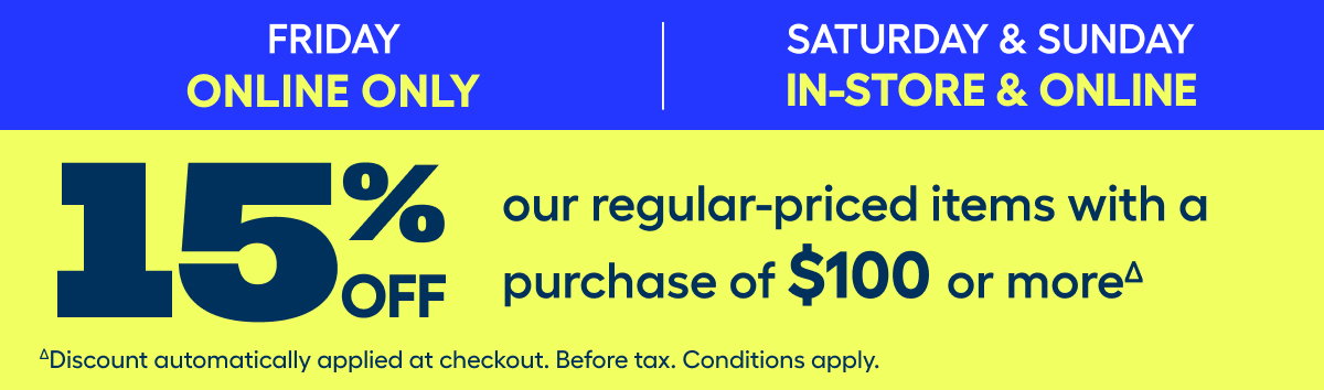 15%* off promo