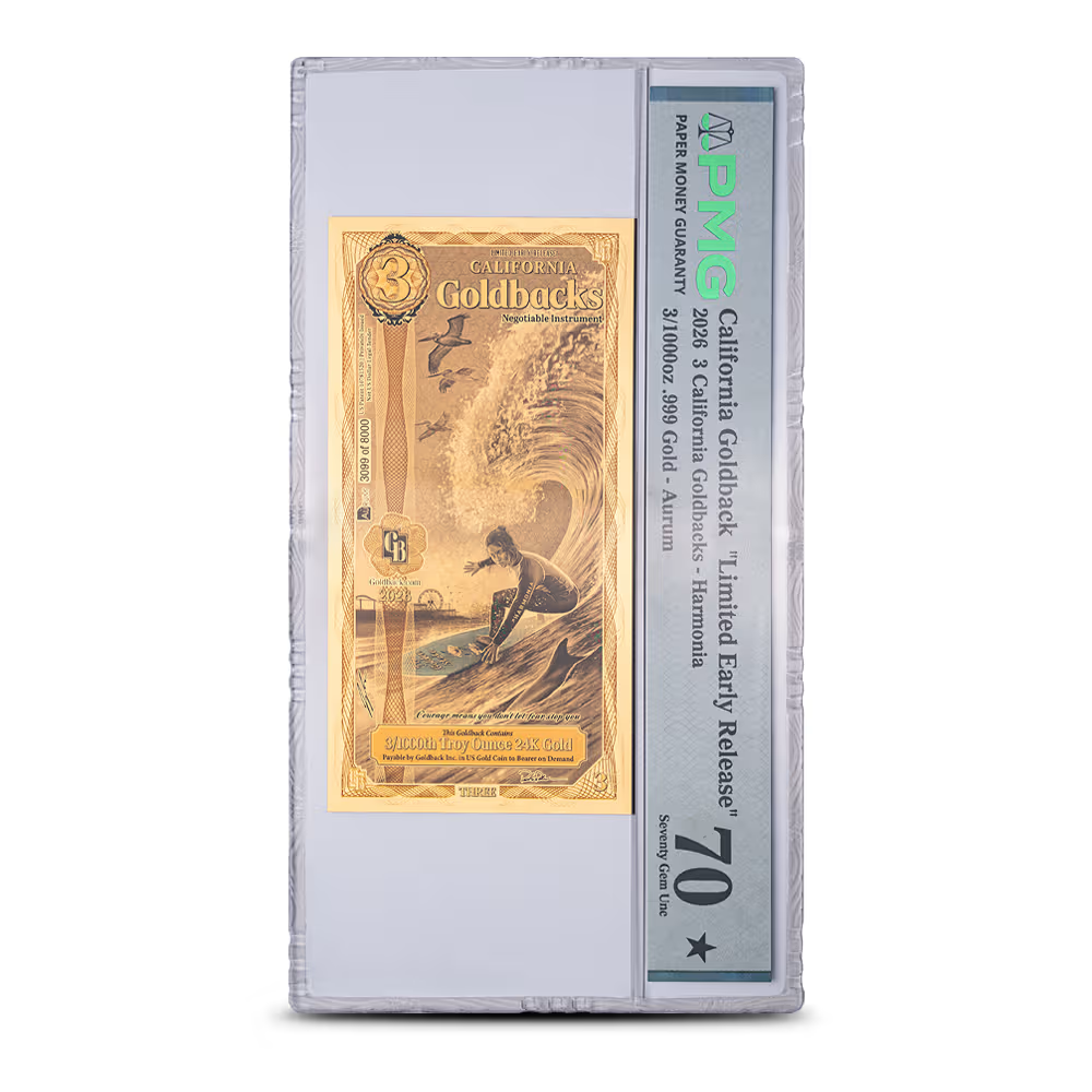 3 California Limited Early Release Goldback Gold Note (MS70)