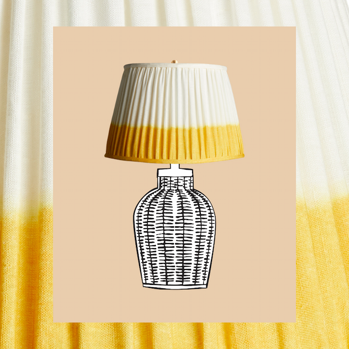 16 inch straight empire shade in yellow shibori linen