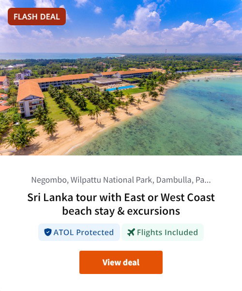 Sri Lanka tour with East or West Coast beach stay &amp; excursions