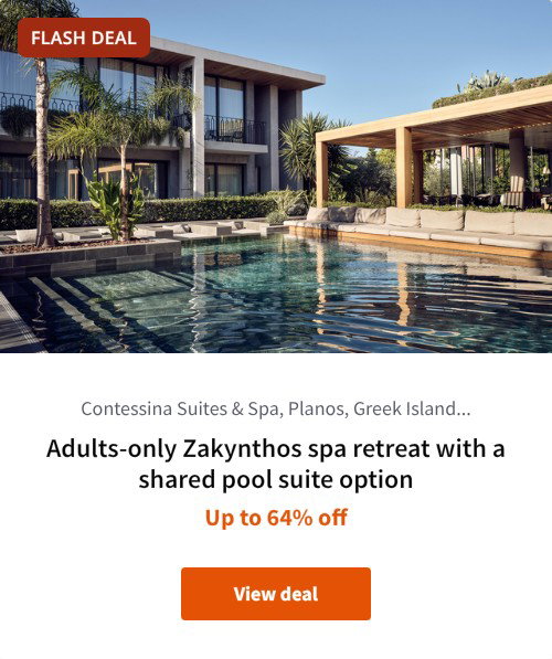 Adults-only Zakynthos spa retreat with a shared pool suite option