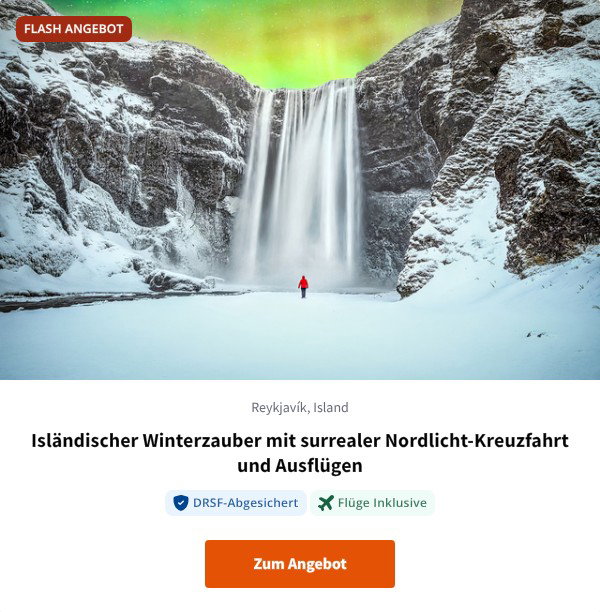 Isländischer Winterzauber mit surrealer Nordlicht-Kreuzfahrt und Ausflügen