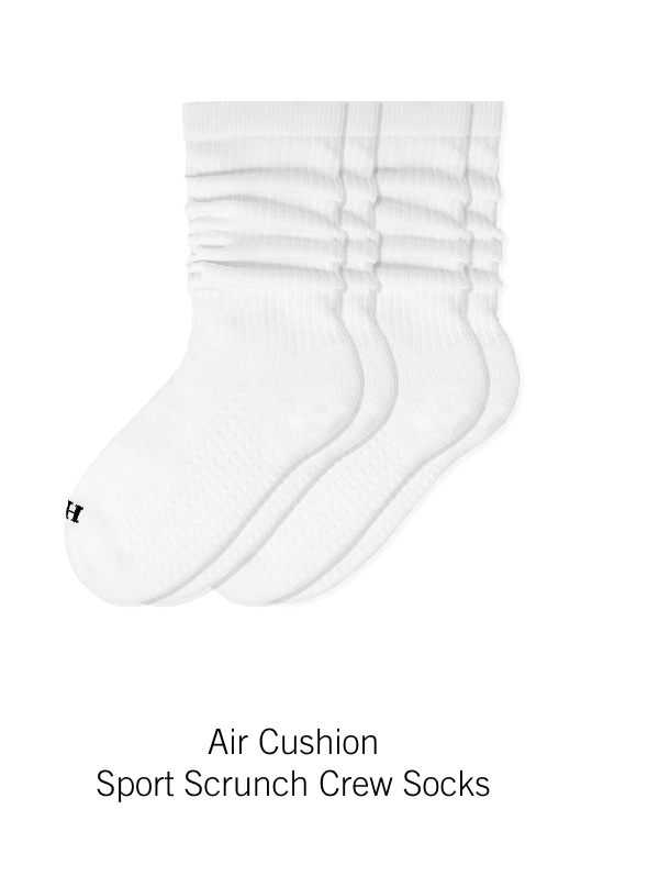 Air Cushion Sport Scrunch Crew Socks 2 Pair Pack
