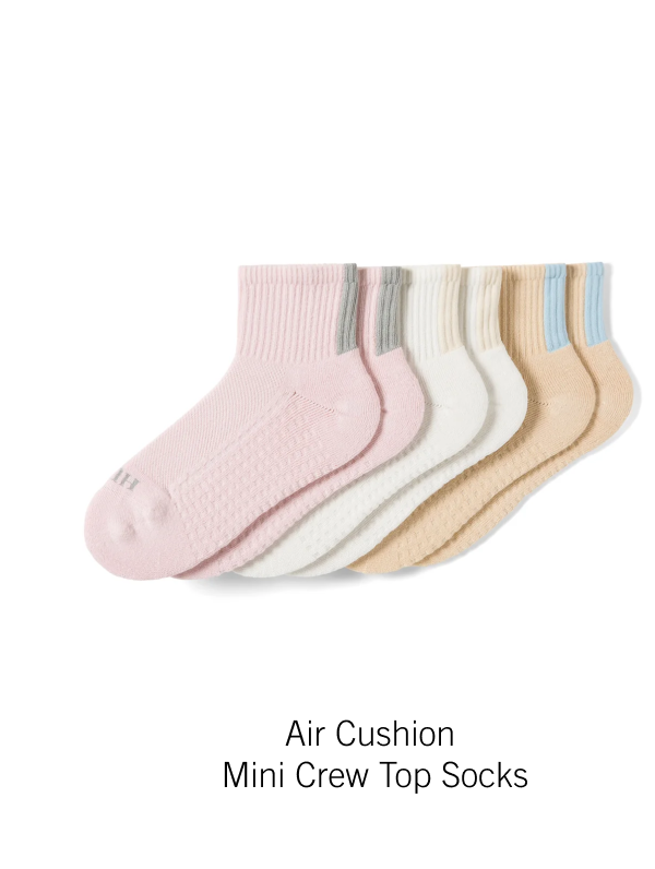 Air Cushion Mini Crew Top Socks 3 Pair Pack