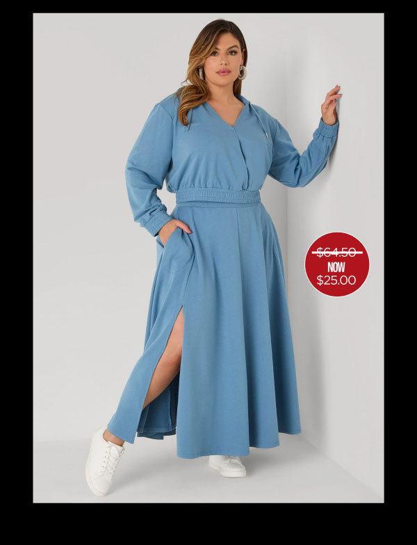 Drawstring Side Split Maxi Skirt