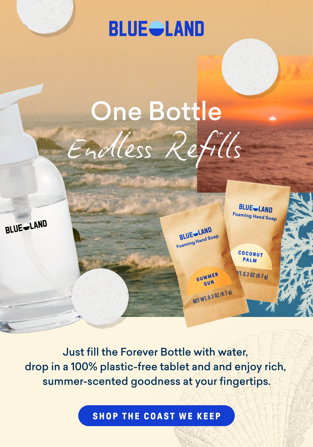 How to use: Just fill with water, drop in a tablet and voila! Hydrating, foamy goodness at your fingertips.