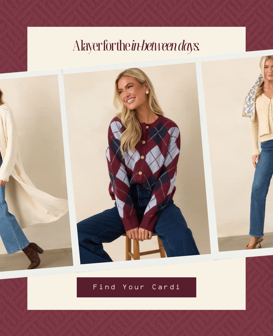 "A layer for the in-between days. Find Your Cardi."