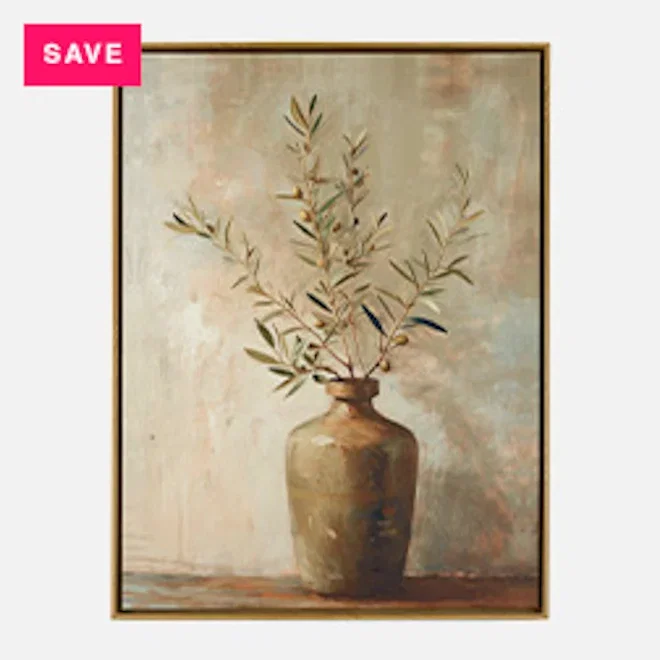 Humble & Mash Framed Portrait Olive Branch Canvas Wall Art, 80cm x 60cm