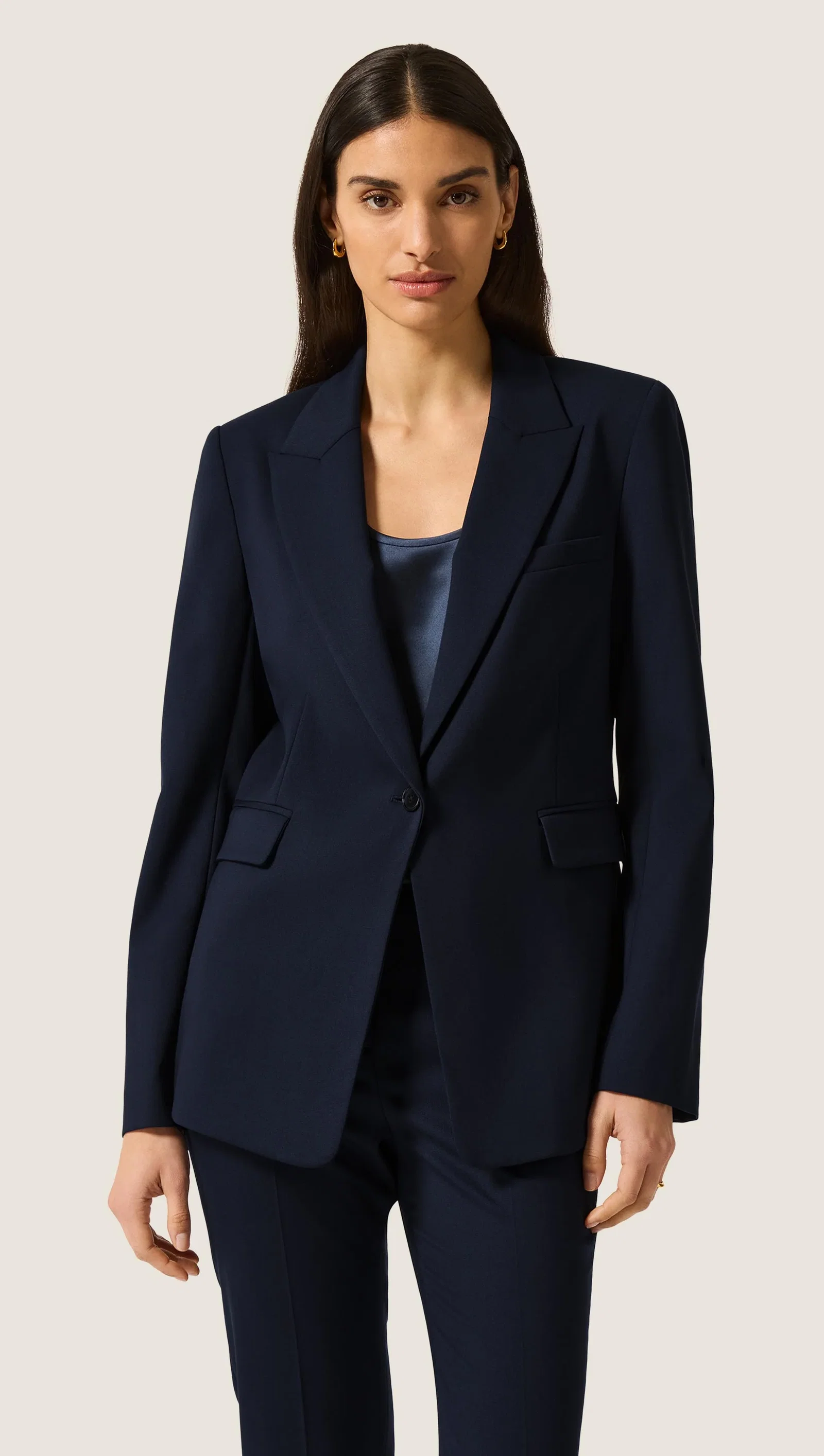 Image of Single Button Blazer in Seasonless Wool | Midnight