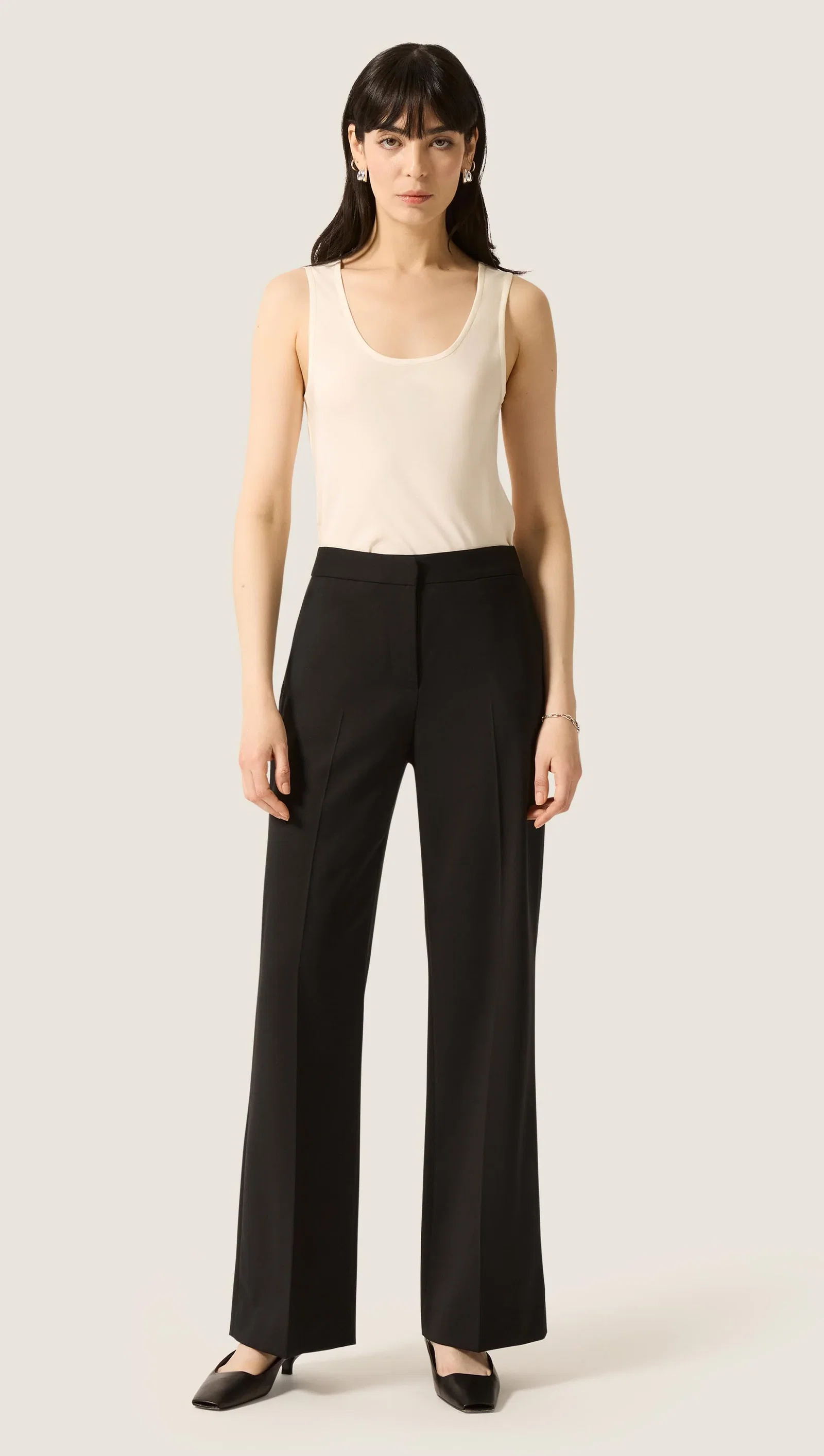 Image of Wide Leg Trouser in Seasonless Wool | Black