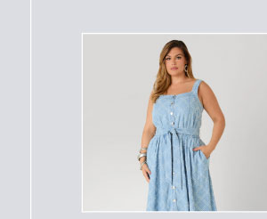 Perforated Denim Midaxi Dress