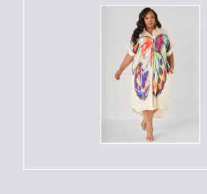 Butterfly Print Hi Low Shirtdress